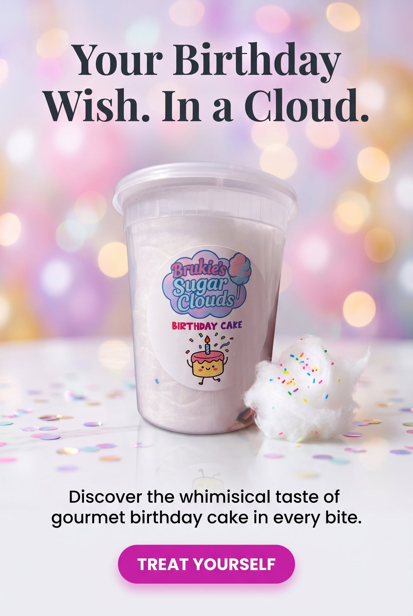 Brukie Sugar Clouds Gourmet Cotton Candy (32oz)